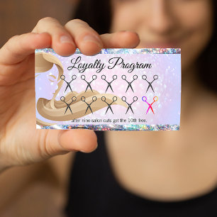Woman's Hair   Scissors Punch Card   Glitter Bokeh
