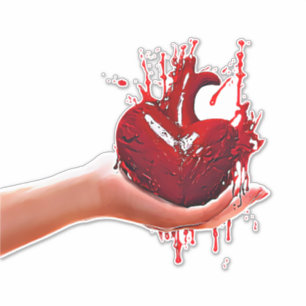 womans hand holding bloody Heart goth Art
