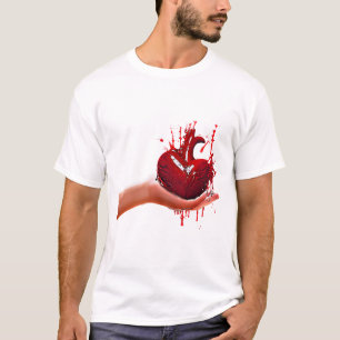 womans hand holding bloody Heart heartbreak Art T-Shirt