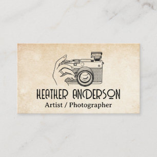 Womans Hand Holding Camera Business Card