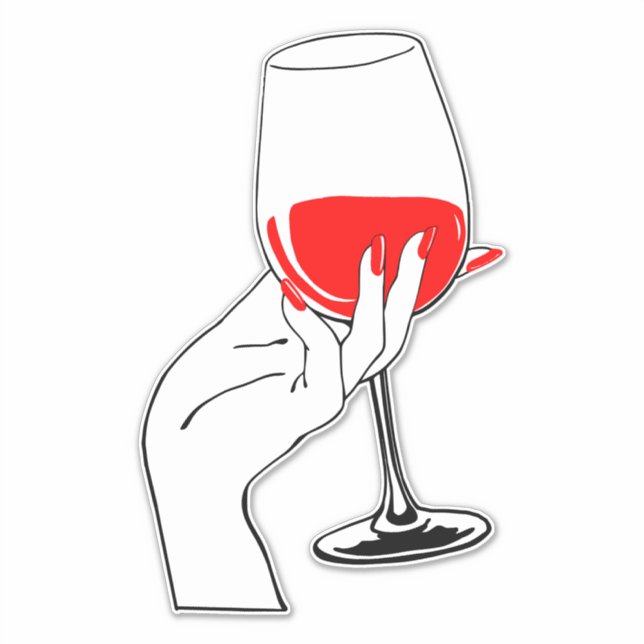 Womans hand holding wine glass art (Front)