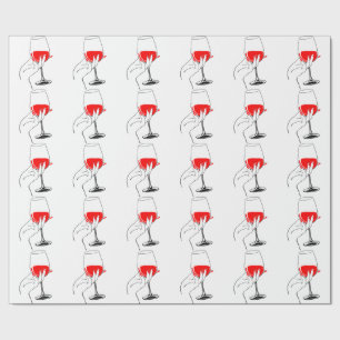 Womans hand holding wine glass art wrapping paper