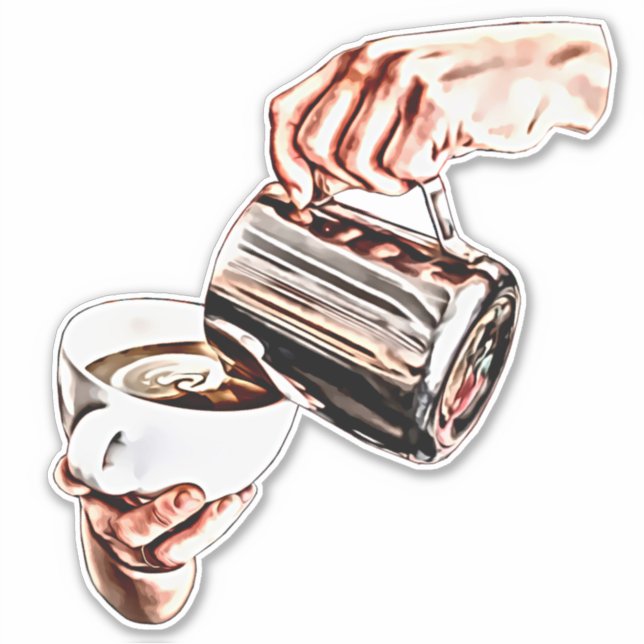 womans hand pouring coffee digital art painting (Front)