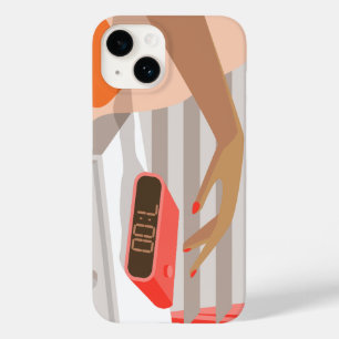 Womans hand pushing on alarm clock snooze button Case-Mate iPhone 14 case