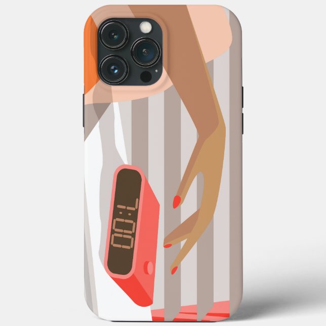 Womans hand pushing on alarm clock snooze button Case-Mate iPhone case (Back)