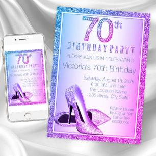 Womans High Heel Shoe 70th Birthday Invitation