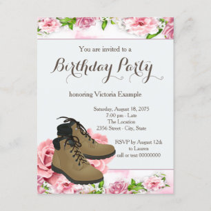 Womans Hiking Birthday Party Invitation
