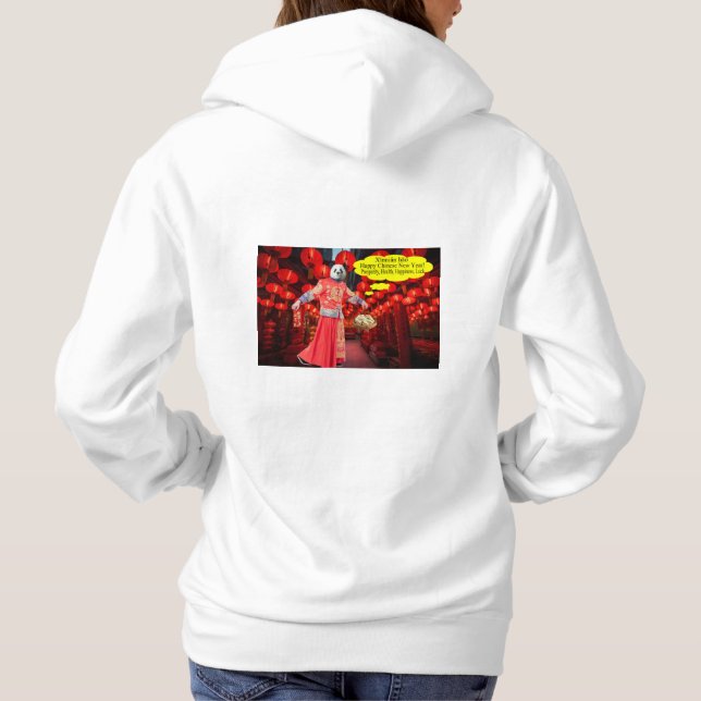 womans hoodie.  Happy Chinese New Year.  panda/man Hoodie (Back)