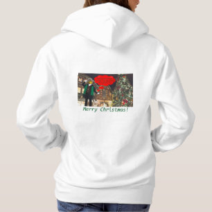 womans hoodie.  Merry Christmas.  bullfrog/caroler Hoodie