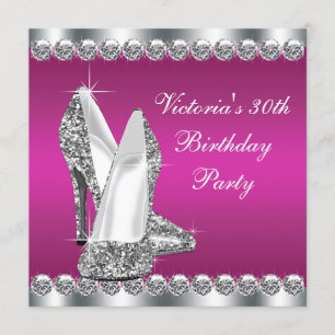 Womans Hot Pink Birthday Party Invitation