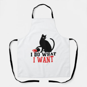Woman's I Do What I Want Sassy Black Cat Coffee Apron