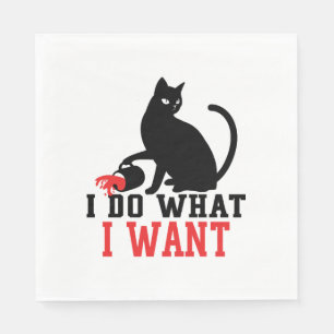Woman's I Do What I Want Sassy Black Cat Coffee Napkin