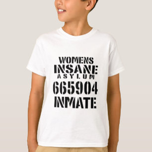 Womans Insane Asylum Inmate With Numbers Halloween T-Shirt