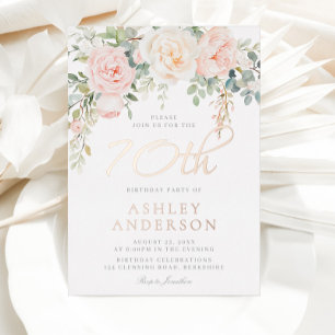Womans Ivory & Blush 70th Birthday Party Rose Gold