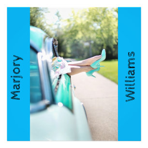 Woman's legs vintage car window. Stiletto Editable Photo Print