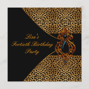 Womans Leopard  40th Birthday Party Invitation