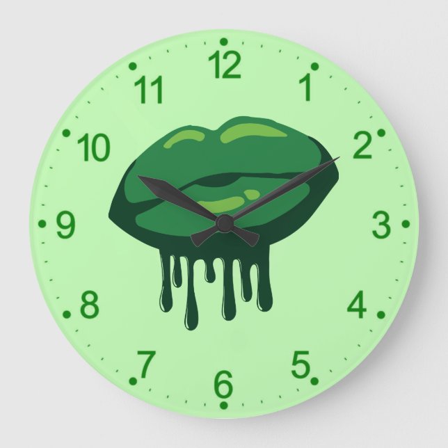 Woman's Lips St. Patrick's Day Design-66678 Large Clock (Front)