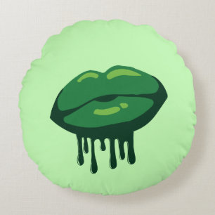 Woman's Lips St. Patrick's Day Design-66678 Round Cushion