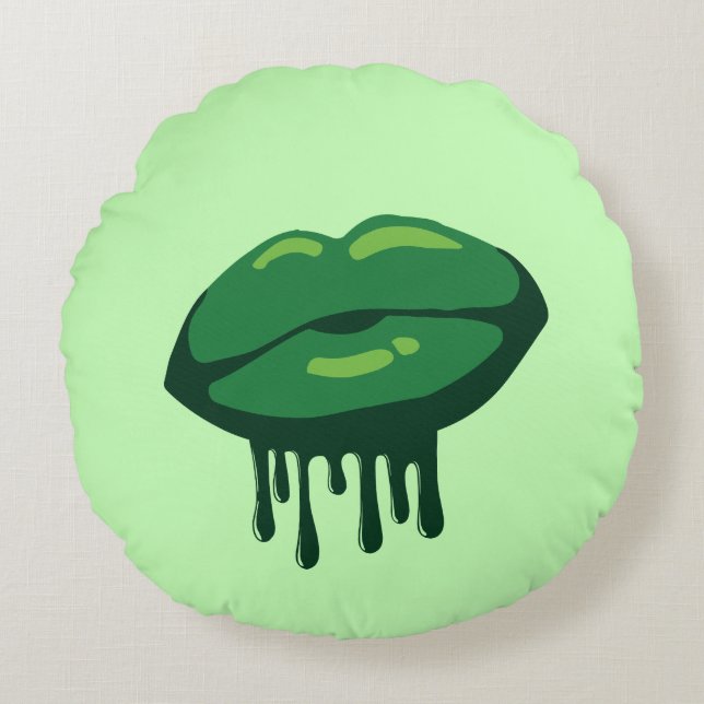 Woman's Lips St. Patrick's Day Design-66678 Round Cushion (Front)