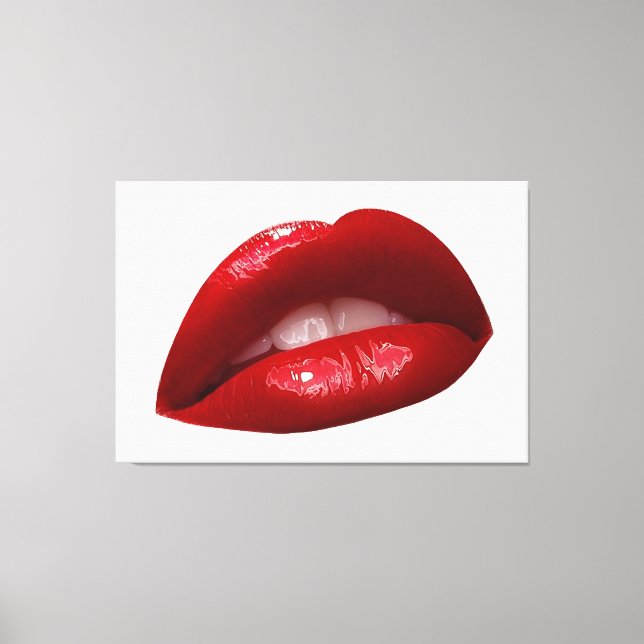Woman's Luscious Red Lipstick Lips Canvas Print (Front)