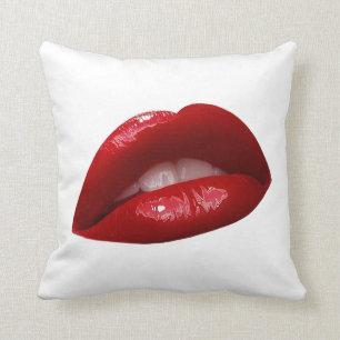 Woman's Luscious Red Lipstick Lips Cushion