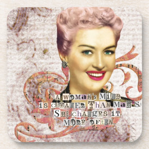 Womans Mind Digital Collage Pink Haired Lady Coaster
