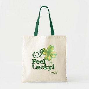 Woman's Monogram, I Feel Lucky, Shamrock Tote Bag
