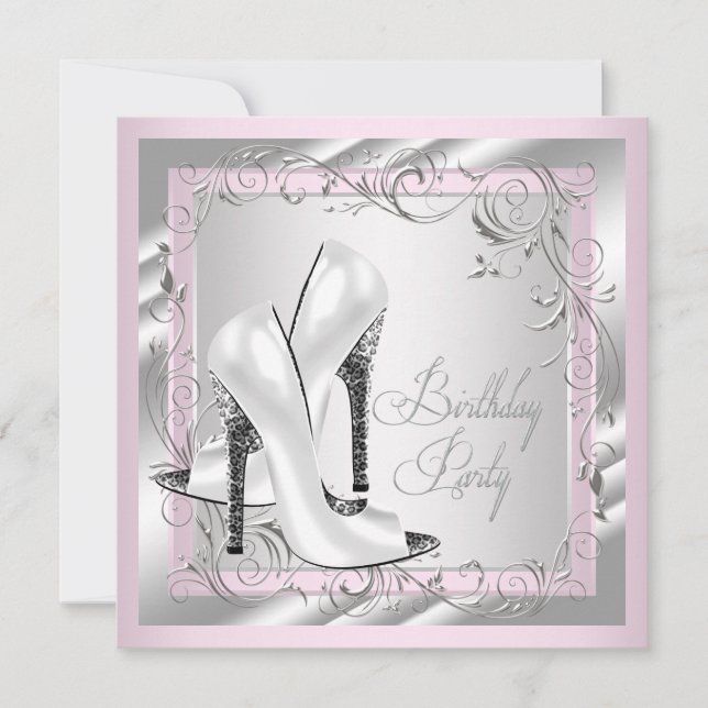 Womans Pink Birthday Party Invitation (Front)