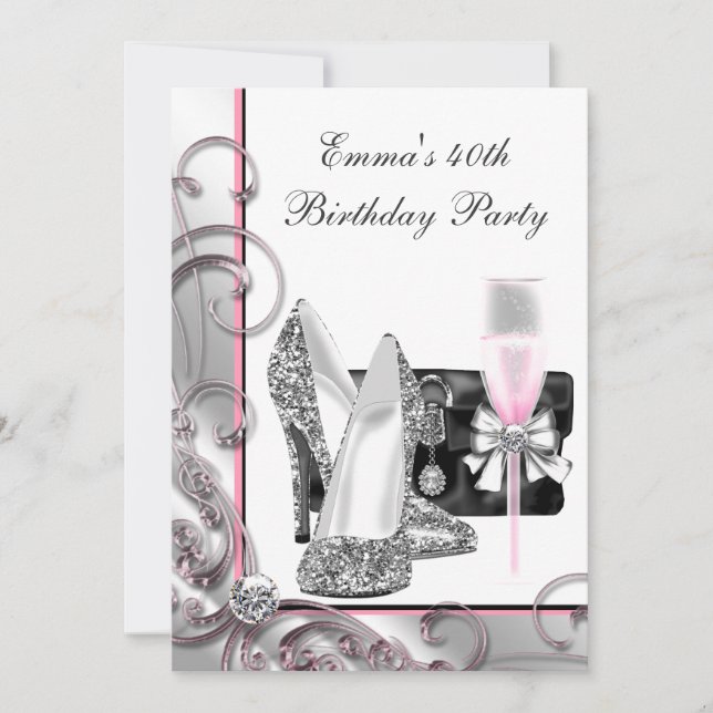 Womans Pink Birthday Party Invitation (Front)