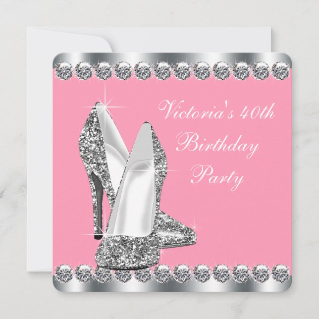 Womans Pink Birthday Party Invitation (Front)