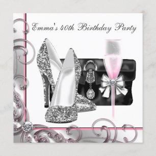 Womans Pink Birthday Party Invitation