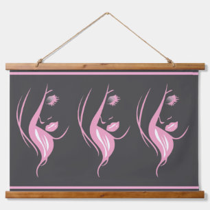 Woman's Pink Silhouette Hanging Tapestry