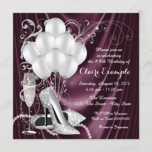 Womans Plum Purple Birthday Party Luxe Invitation