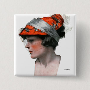 Woman's Profile 15 Cm Square Badge
