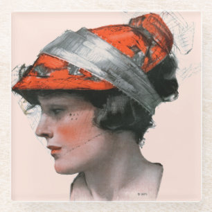 Woman's Profile Glass Coaster