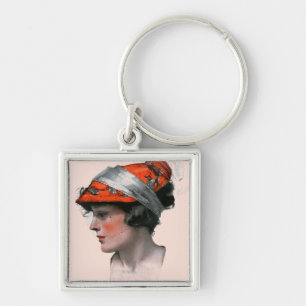 Woman's Profile Key Ring