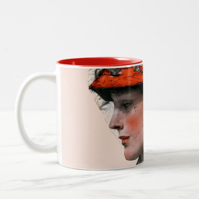 Woman's Profile Two-Tone Coffee Mug (Left)