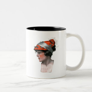Woman's Profile Two-Tone Coffee Mug