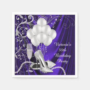 Womans Purple Silver Shoe Paper Napkins