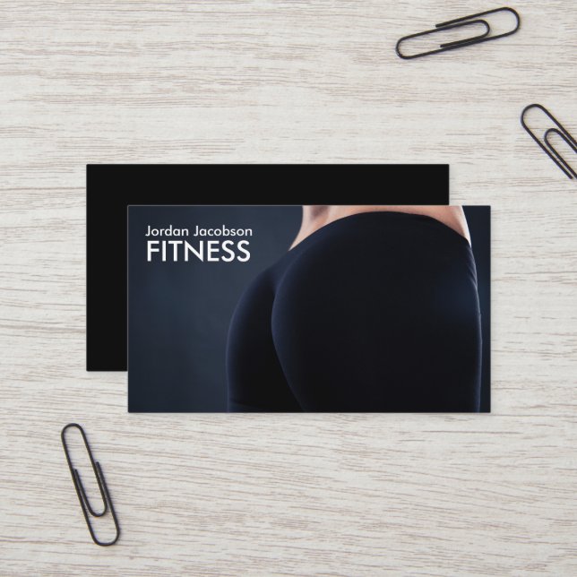 Woman's Rear Fitness Business Cards (Front/Back In Situ)
