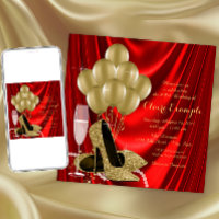 Womans Red and Gold Birthday Party Satin