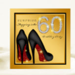 Womans Red Black Gold Surprise 60th Birthday Party Invitation<br><div class="desc">Gorgeous red black and gold high heel shoe surprise 60th birthday party invitation. This elegant red black and gold surprise 60th birthday party invitation is easily customised for your event.</div>