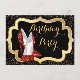 Womans Red High Heel Birthday Party Invitation