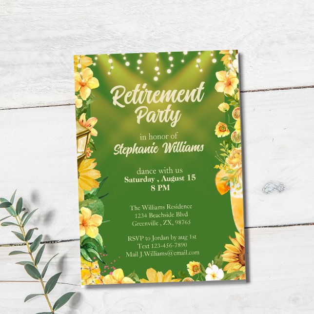 Woman's Retirement Summer Backyard Dance Party Invitation (Creator Uploaded)