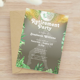 Woman's Retirement Summer Disco Backyard Jungle   Invitation