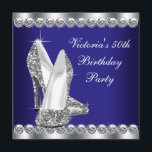 Womans Royal Blue 50th Birthday Party Invitation<br><div class="desc">Elegant glitter high heel shoes and diamonds womans 50th birthday party invitation template. This beautiful royal blue birthday party invitation is easily customised for your event by simply choosing the "Customise it!" button to begin adding your event details, font style, font size & colour, and wording. Please note - all...</div>