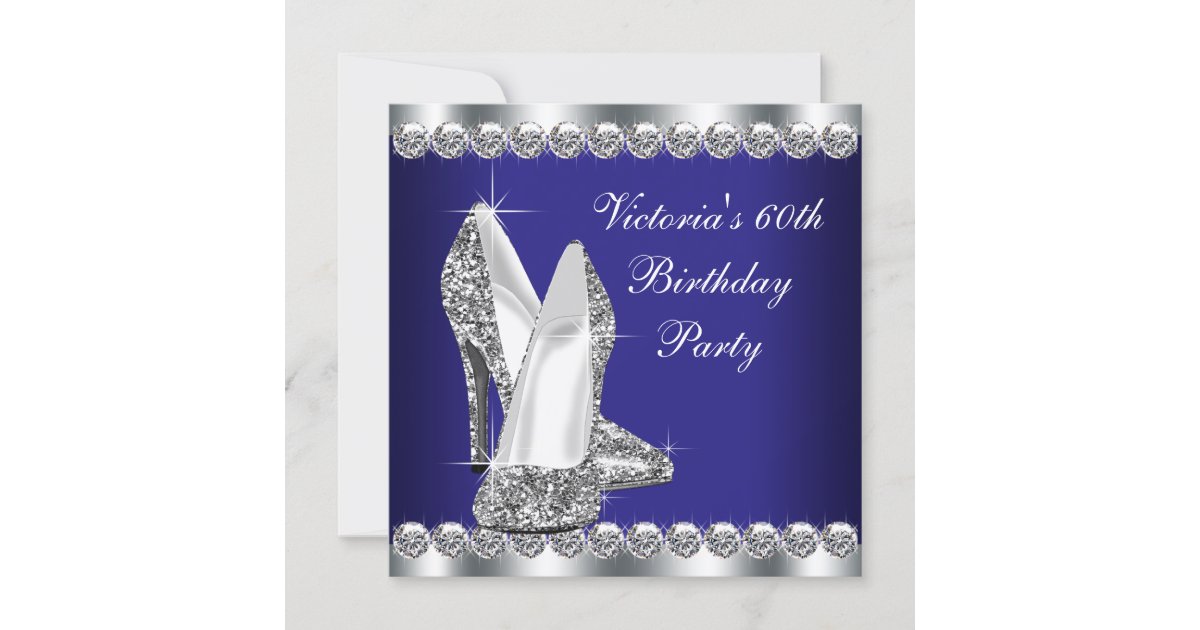 Womans Royal Blue 60th Birthday Party Invitation | Zazzle