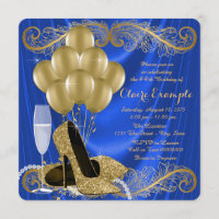 Womans Royal Blue and Gold Birthday Party Glam
