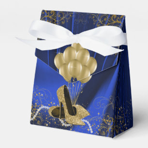 Womans Royal Blue Gold Birthday Party Favour Box