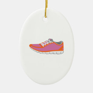 WOMANS RUNNING SHOE CERAMIC TREE DECORATION
